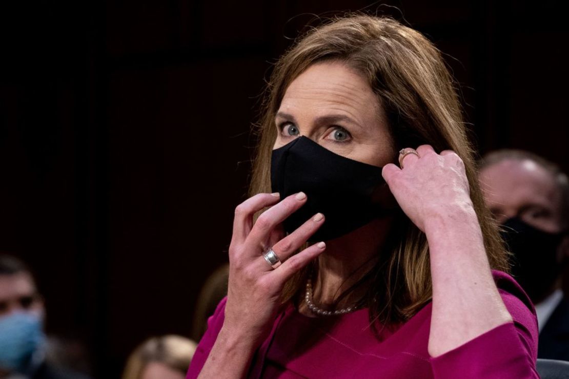 La jueza Amy Coney Barrett durante su primera audiencia de confirmación en el Senado de Estados Unidos.