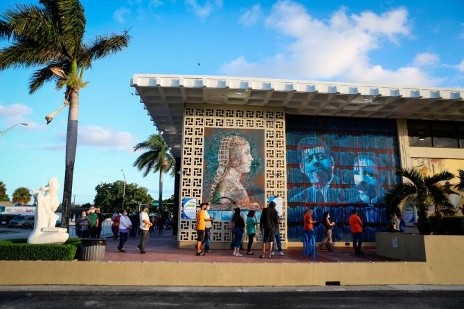 Electores esperan en fila para emitir su voto en la Biblioteca John F. Kennedy en Miami, Florida, el 3 de noviembre Eva Marie Uzcategui / AFP / Getty Images