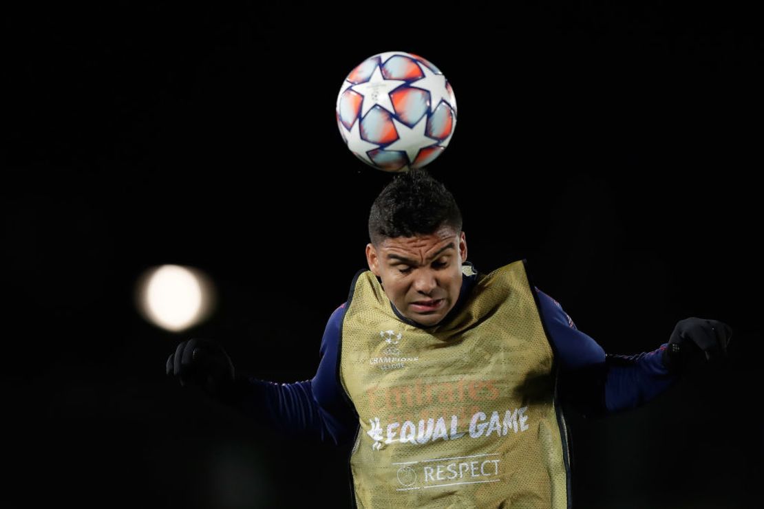 Casemiro el 3 de noviembre antes de un partido en la Liga de Campeones. Crédito: Gonzalo Arroyo Moreno/Getty Images