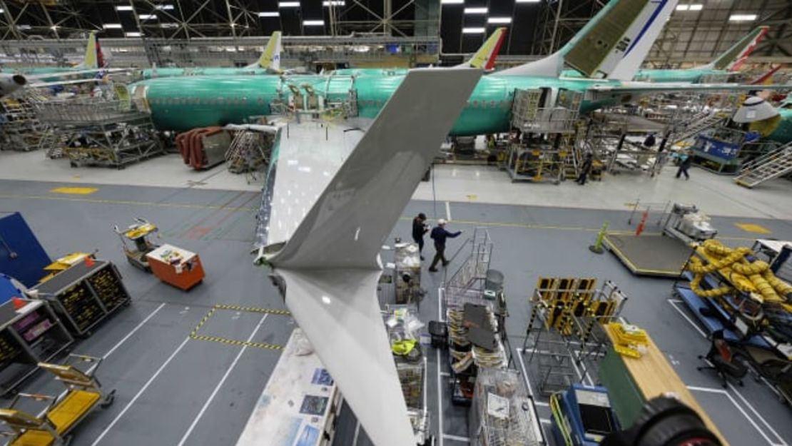 Un avión Boeing 737 MAX en la línea de producción de la compañía, en marzo de 2019 en Renton, Washington.