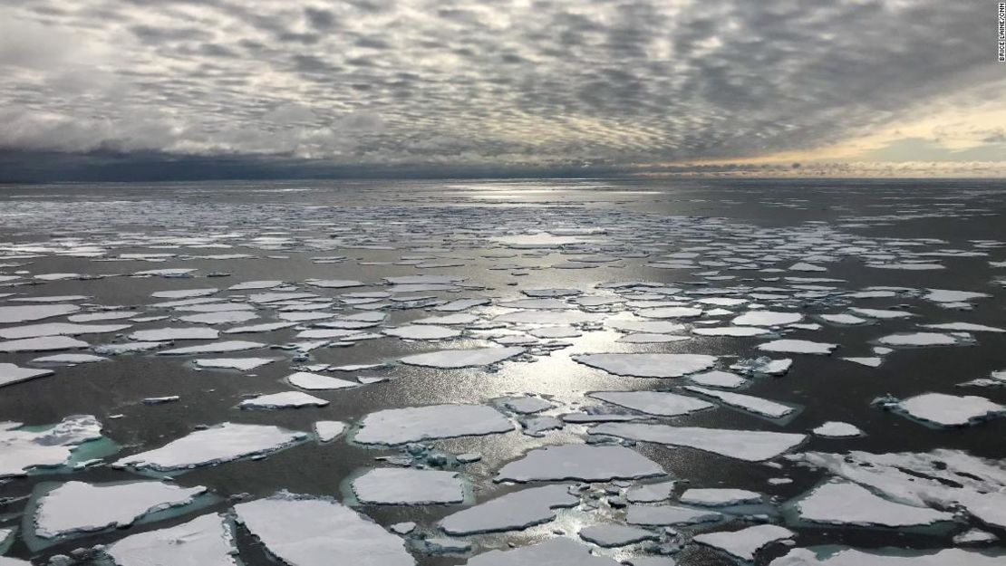 Témpanos de hielo en el estrecho de Fram entre Groenlandia y Svalbard, la principal puerta por la que el hielo marino sale del océano Ártico.