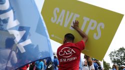 WASHINGTON, DC - SEPTEMBER 15: Supporters of the National TPS Alliance, a grassroots organization made up of immigrant rights groups, rally at the U.S. Capitol following a federal court ruling that threatens the legal standing of thousands of protected residents September 15, 2020 in Washington, DC. The U.S. Court of Appeals for the Ninth Circuit lifted an injunction on the Trump Administration's ability to erase the temporary protected status of 400,000 people from six countries, including El Salvador, Haiti, Honduras, Nepal, Nicaragua, and Sudan. The immigrants, some who have lived in the United States for decades after fleeing civil war and natural disasters, could be deported next year if they do not voluntarily leave the country.