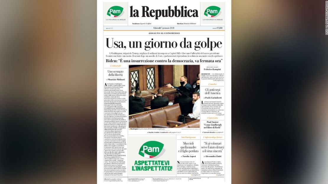 Italia — "EE.UU., un día de golpe".