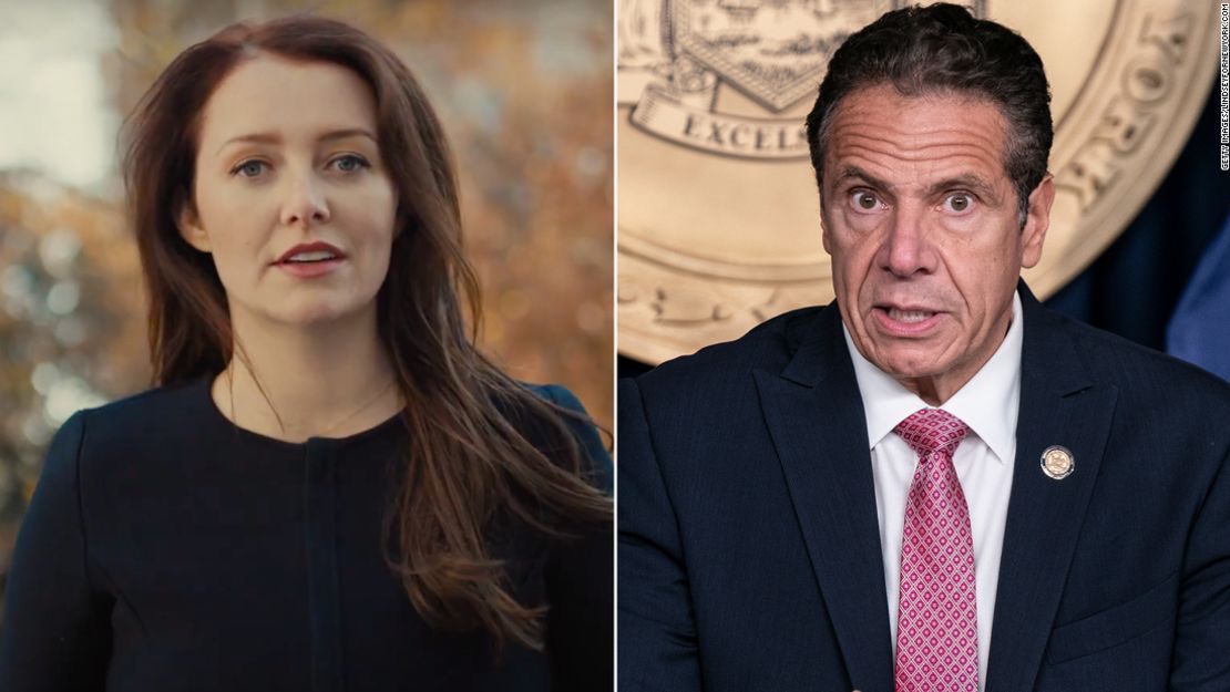 Lindsey Boylan, a la izquierda, es exasistente del gobernador de Nueva York, Andrew Cuomo, a la derecha en la imagen.