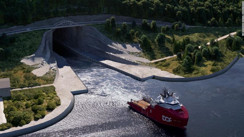 Túnel de barcos: Noruega está preparada para construir lo que se anuncia como el primer túnel de barcos del mundo, para ayudar a los barcos a cruzar el notoriamente agitado mar de Stadhavet.