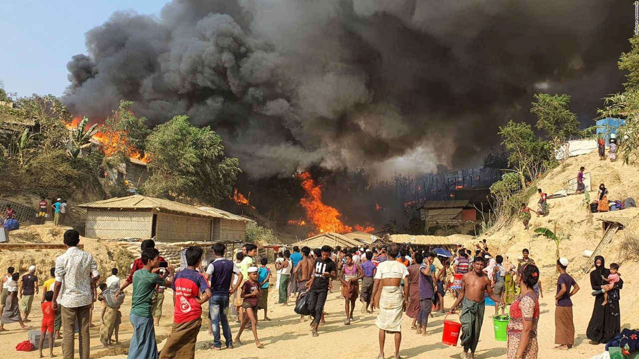 CNNE 969314 - un incendio arraso un campo de refugiados en bangladesh