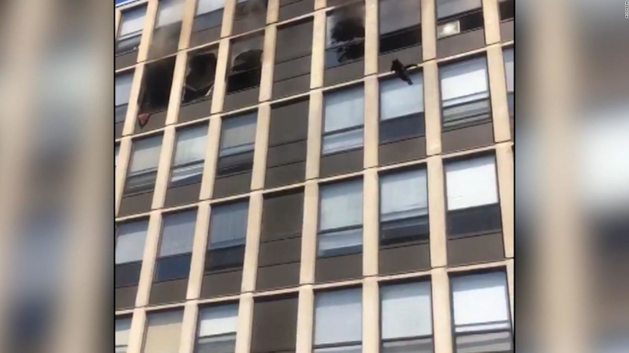 CNNE 994951 - gato se lanza del quinto piso de edificio en llamas