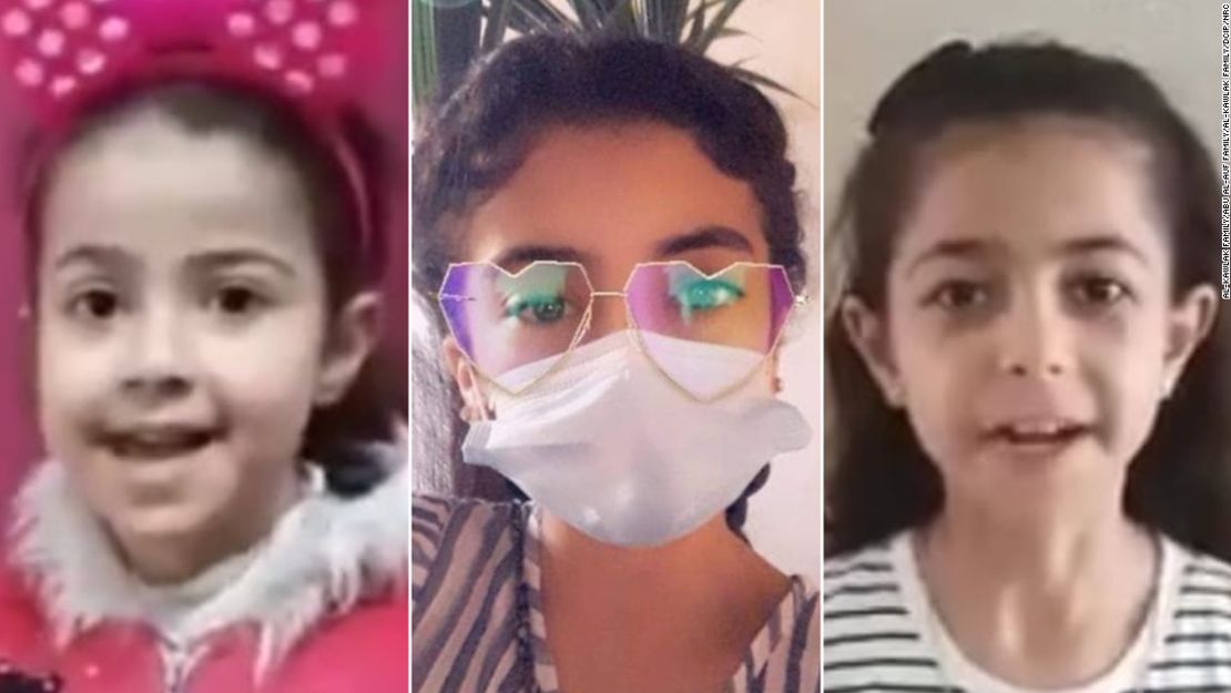 De izquierda a derecha: Rula Mohammad al-Kawlak, de 5 años, Tala Ayman Abu al-Auf, de 13 años, y Yara Mohammad al-Kawlak, de 9 años, quienes murieron en los ataques aéreos israelíes el 16 de mayo en Gaza, junto con otros niños que recibían atención del NRC.