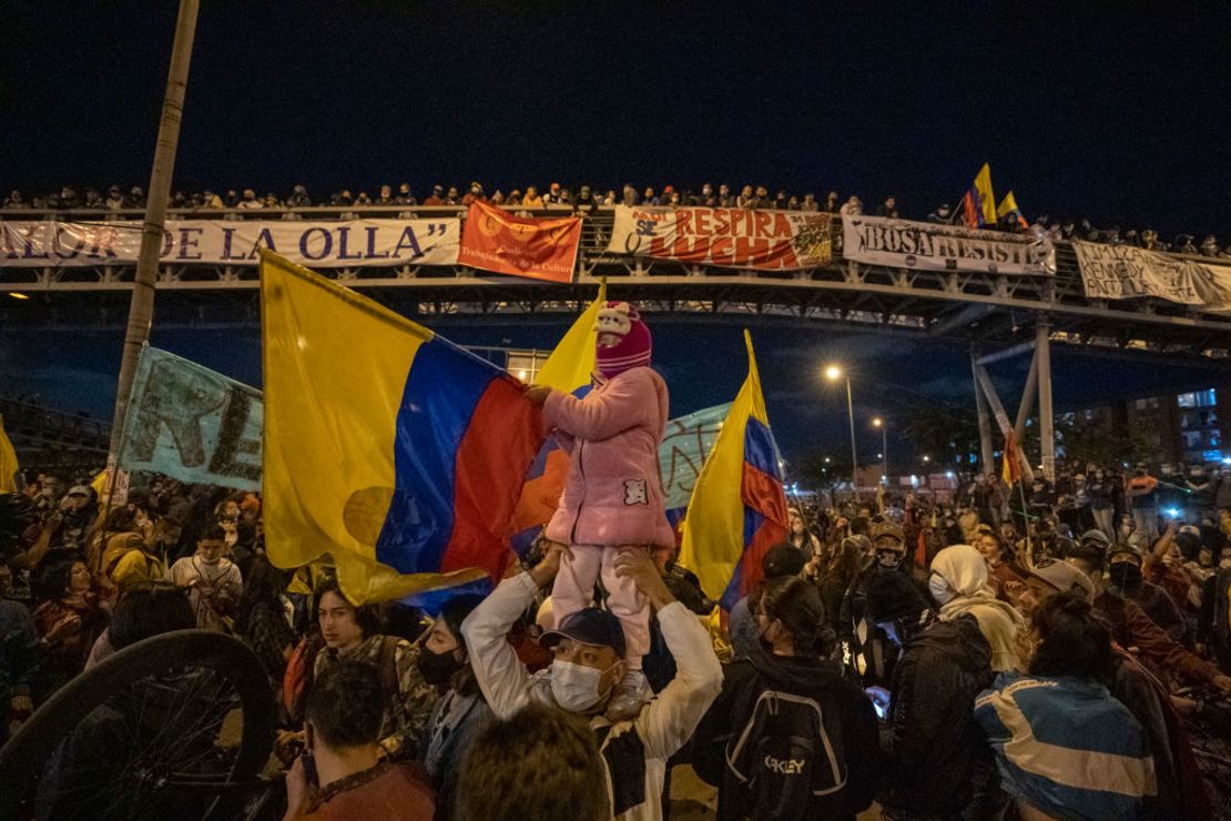 Las protestas del miércoles en Bogotá fueron en su mayor parte pacíficas, según las autoridades.