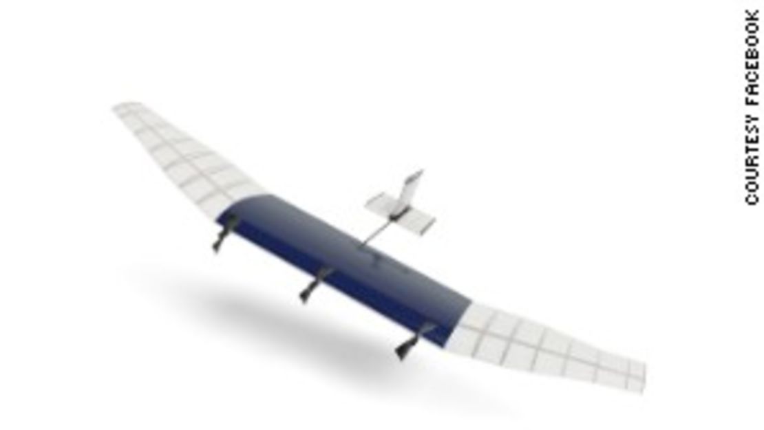 Qué es: Facebook ha construido un avión no tripulado que brinda el servicio de Internet llamado Aquila, que significa águila en latín. Está cubierto por celdas solares y tiene una enorme envergadura de 42 metros... más o menos lo mismo que un avión Boeing 737. Está diseñado para volar durante tres meses a la vez a una altitud de 60.000 pies, dijo el ingeniero principal Andy Cox. Utilizará láseres para brindar el servicio de Internet de alta velocidad en cuestión de 80 km abajo en la tierra.