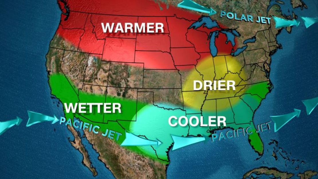 Condiciones promedio durante un invierno de El Niño en todo Estados Unidos continental. cnn