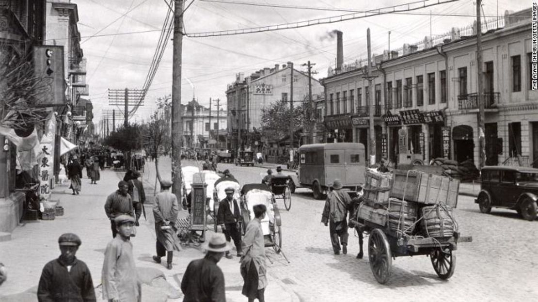 La calle Kitajskaya en Harbin hacia 1932.