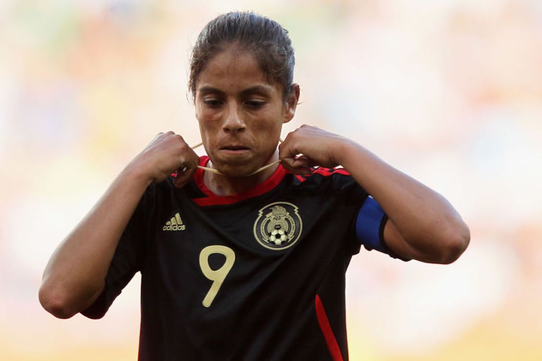 Maribel Domínguez durante el partido del Grupo B de la Copa Mundial Femenina de la FIFA 2011 entre Nueva Zelanda y México.