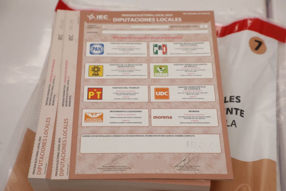 Boleta de la elección 2023 de Coahuila para diputaciones locales.