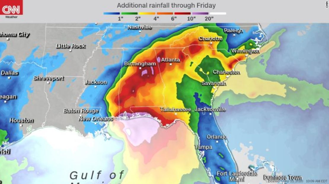 Lluvias adicionales hasta el viernes por cuenta del huracán Sally.