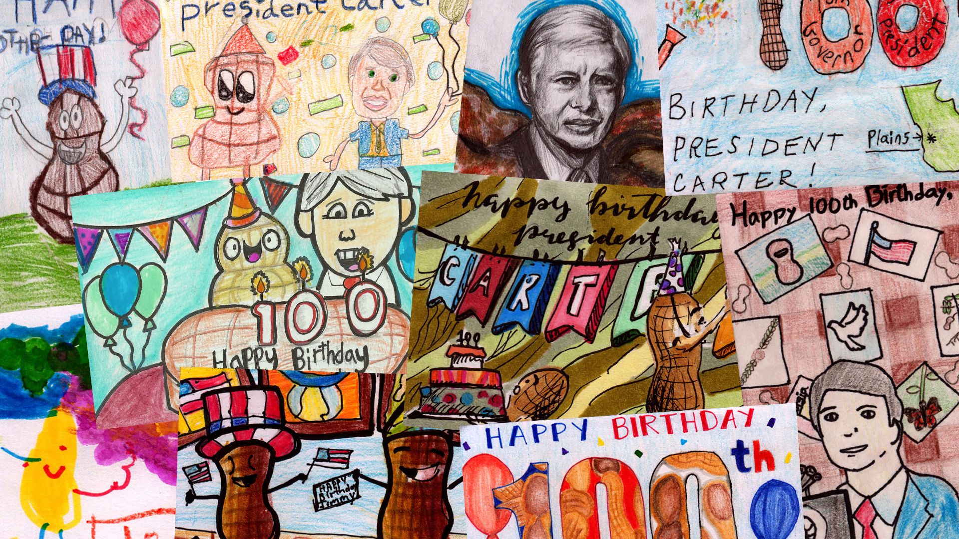 Thousands of children made cards for Jimmy Carter’s 100th birthday. Check out some of the best