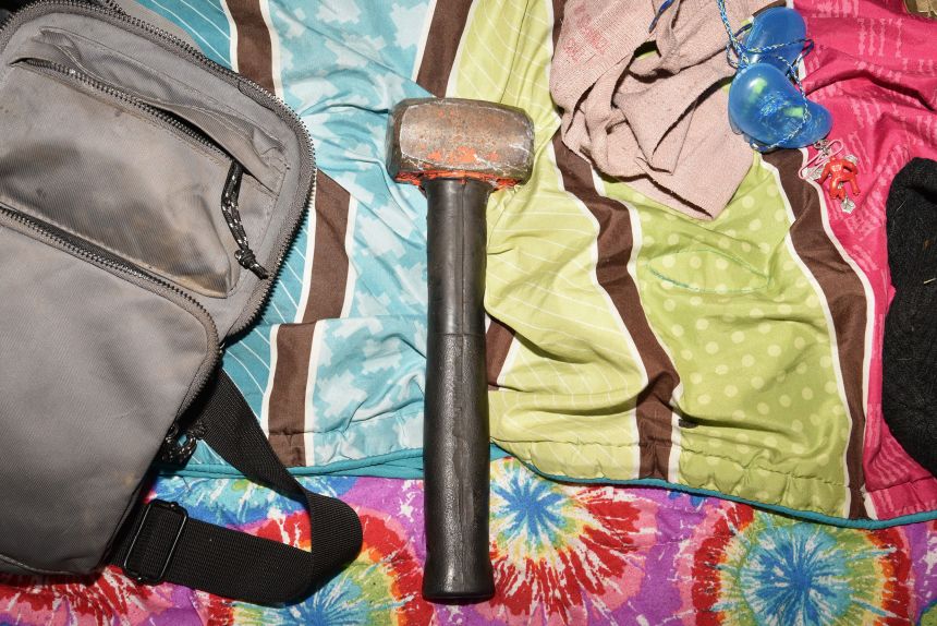 The sledgehammer used by the suspected arsonist that lit Gov. Josh Shapiro's mansion on fire.
