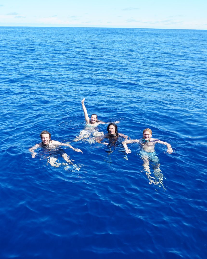 To reach French Polynesia, the friends had to cross the Equator, which seemed to Jack Elliott, Lauren Sanders, Andrew Huang and Ted Lewitt like the perfect spot for a swim in April 2025.