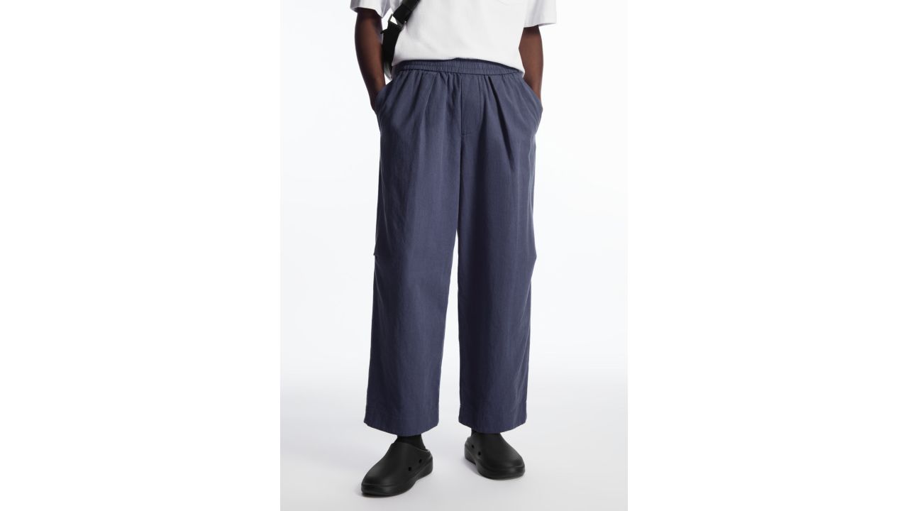 COS chambray wide-leg pants in navy