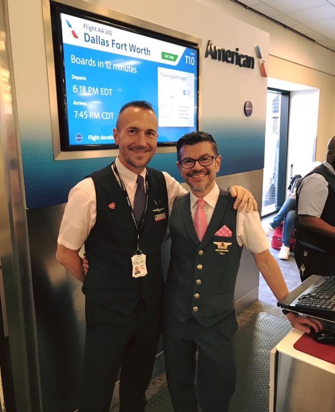 Guillermo followed in Larry's footsteps and became a flight attendant in 2018.