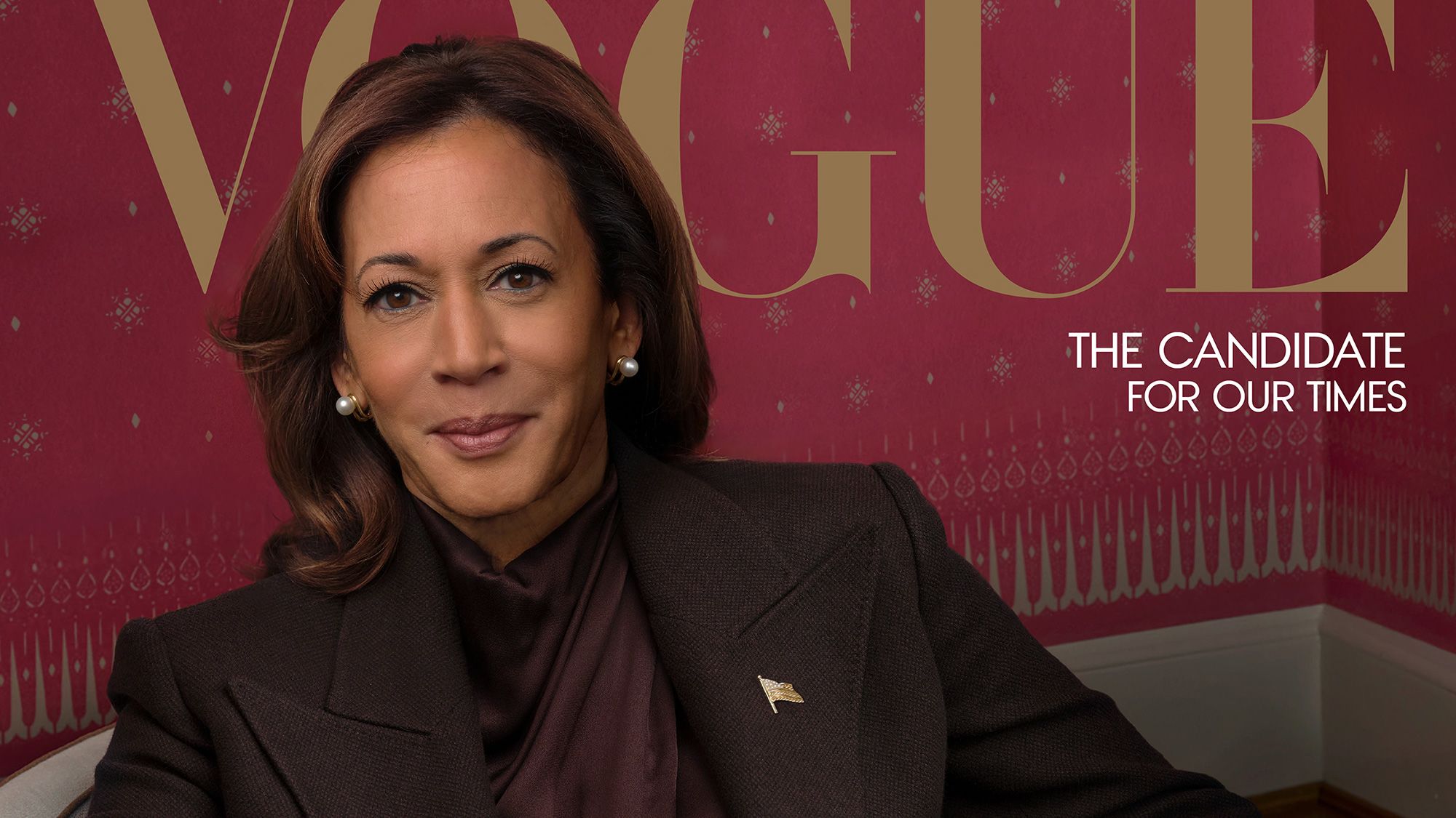 A relaxed-looking Vice President Kamala Harris was photographed wearing her own mocha-colored Gabriela Hearst suit and Tiffany jewelry.