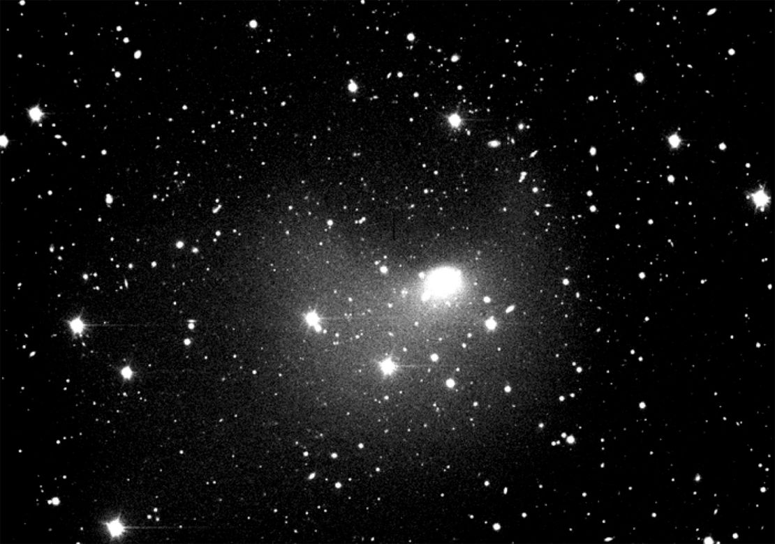 The expanding bright blob (center) is an outburst from Comet 12P/Pons-Brooks that occurred a day before the Lowell Discovery Telescope in Arizona captured this October 2023 image.