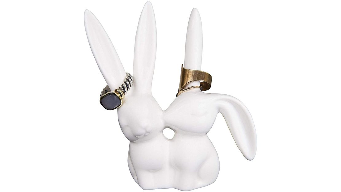 Creative Co-op White Ceramic Bunny Ring Holder