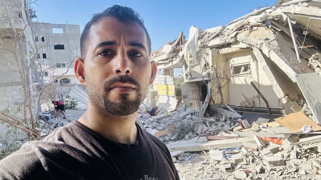 Mosab Abu Toha's home in Beit Lahiya under rubble in October 2023.