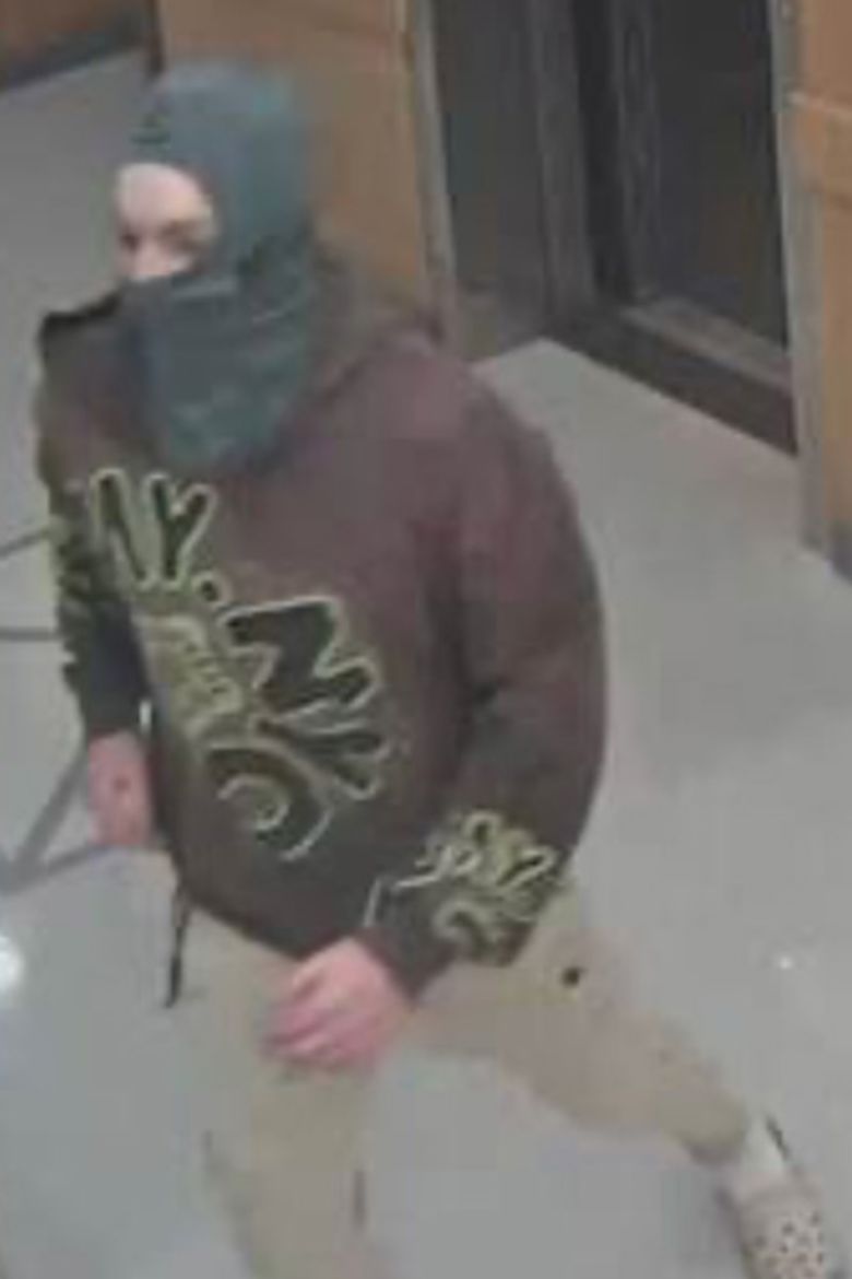 A person in a ski mask is seen in a CCTV image released by the Harvard University Police Department on Saturday.