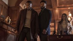 Aldis Hodge as Alex Cross, Isaiah Mustafa as John Sampson, and Alona Tal as Kayla Craig in Prime Video's 'Cross'