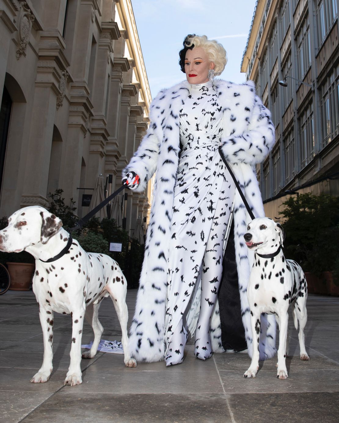 Since then, Stone has been a fashion week fixture. Here, he is dressed as Glenn Close as Cruella de Vil from the 1996 film remake “101 Dalmatians”.