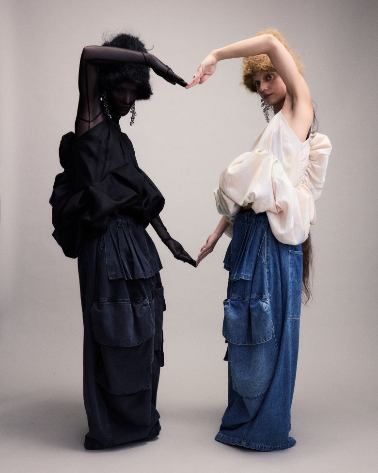 The collection featured bubble hems, baggy jeans and oversized baby doll dresses.