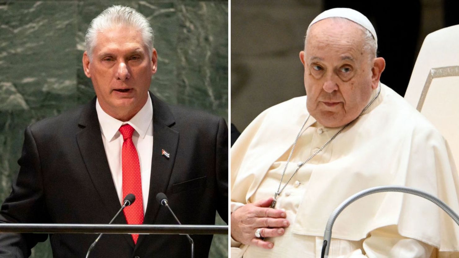 El presidente de Cuba, Miguel Díaz-Canel, y el papa Francisco.