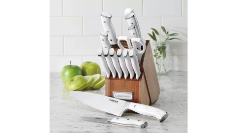 Cuisinart Classic Stainless Steel White Triple Rivet Cutlery Block Set