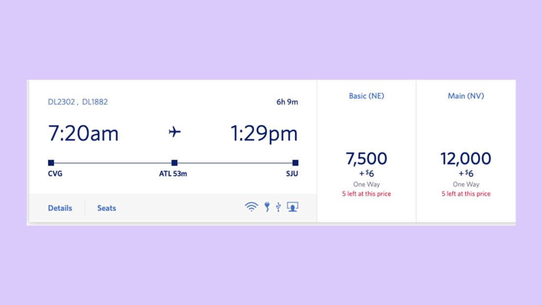 CVG to SJU on Delta miles