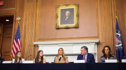 First lady Melania Trump speaks during a roundtable discussion on the "Take It Down Act" in the Mike Mansfield Room at the US Capitol on March 3, in Washington, DC. 