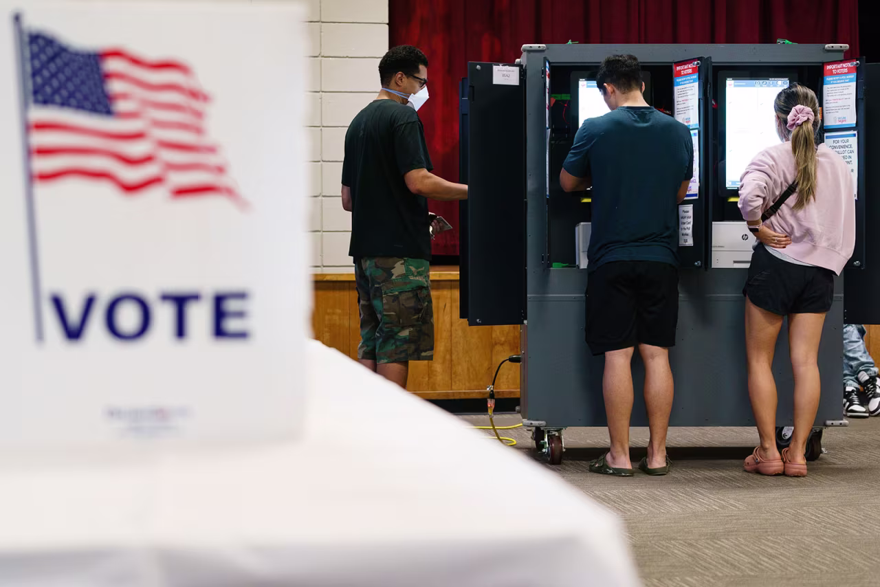 Voters cast ballots at a polling location in Atlanta on November 8. 
