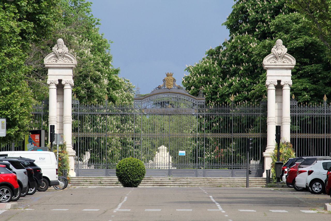 The closed gates of Madrid's El Retiro Park are seen on Monday, April 27.