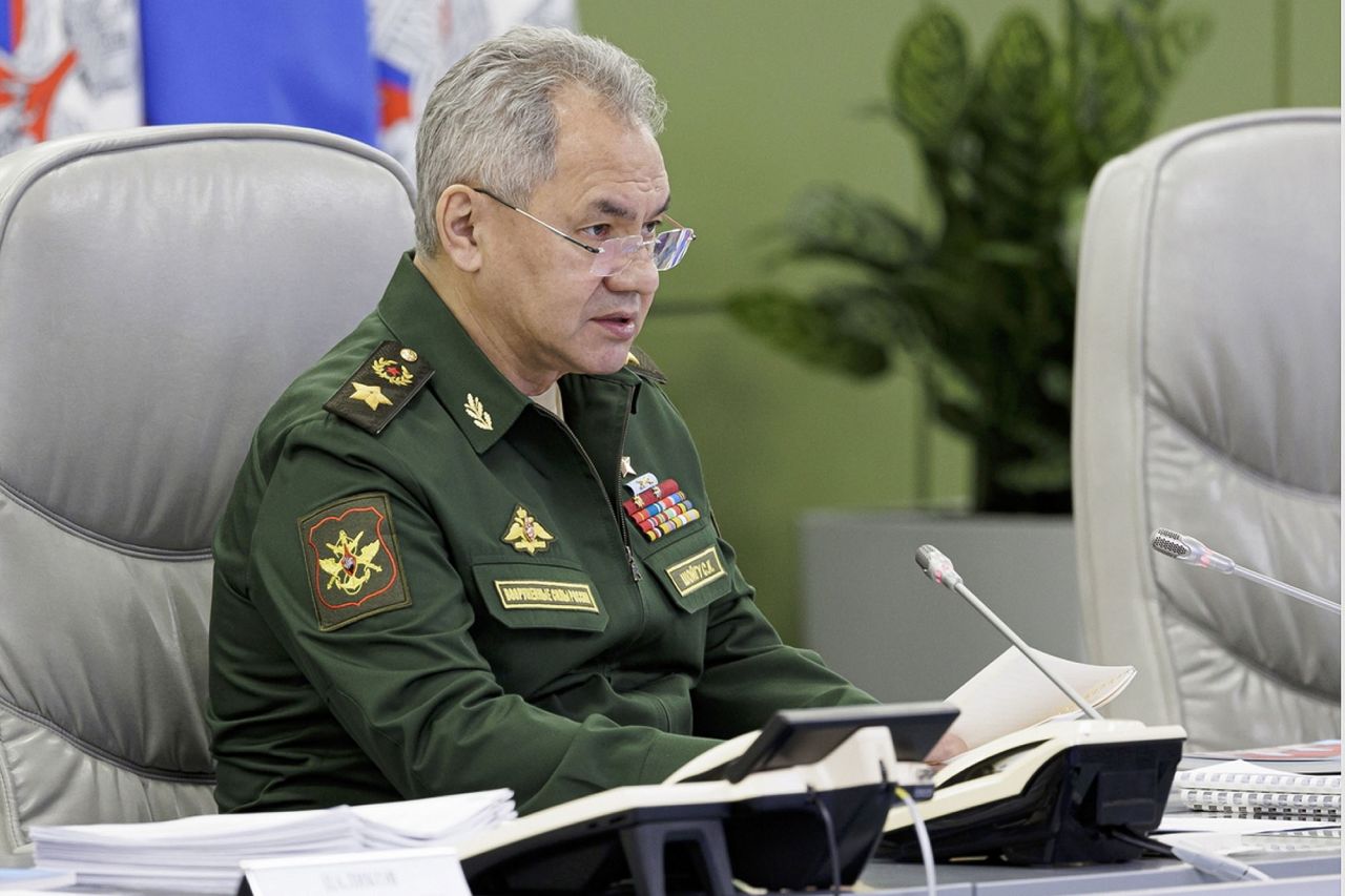 Russian Defense Minister Sergei Shoigu speaks during a meeting with Russian hight level officers in Moscow, Russia, on December 6.