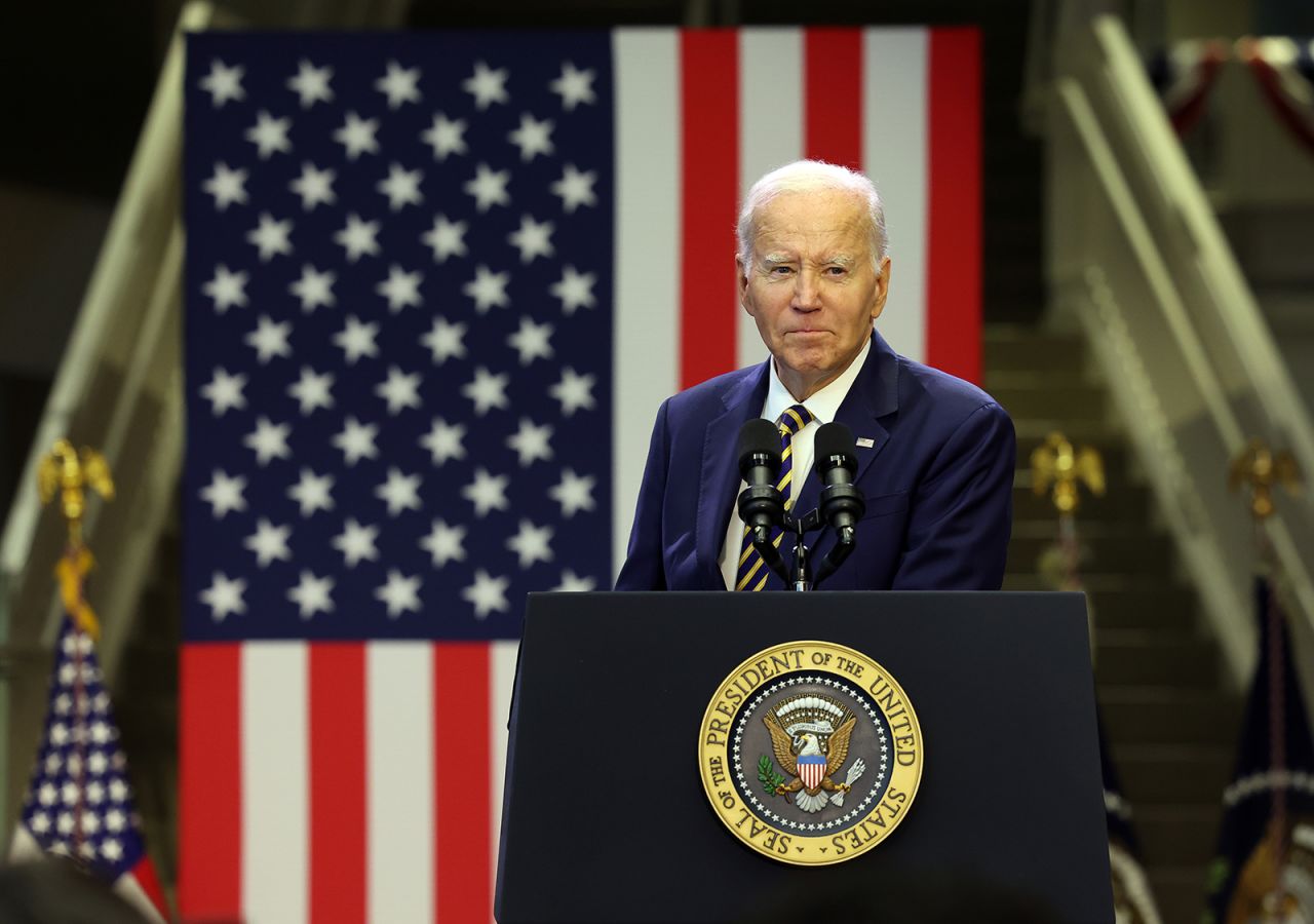 U.S. President Joe Biden delivers remarks at Prince George's Community College on September 14 in Largo, Maryland. 