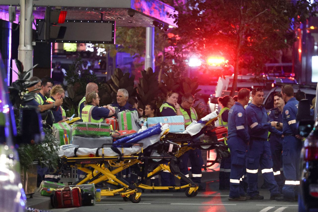 Paramedics respond to the scene of the stabbing. 