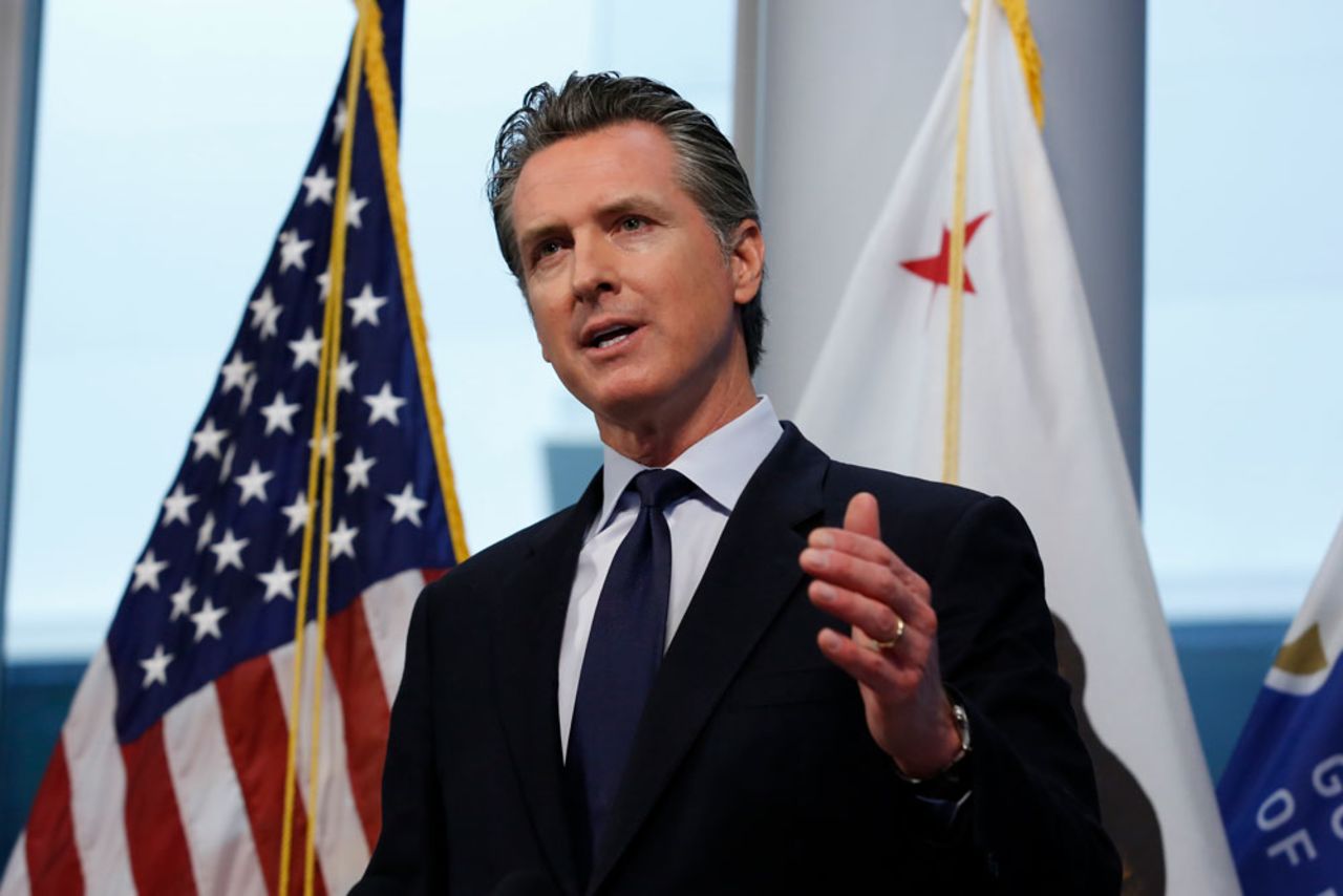 Gov. Gavin Newsom speaks at the Governor's Office of Emergency Services in Rancho Cordova, California on March 30. 