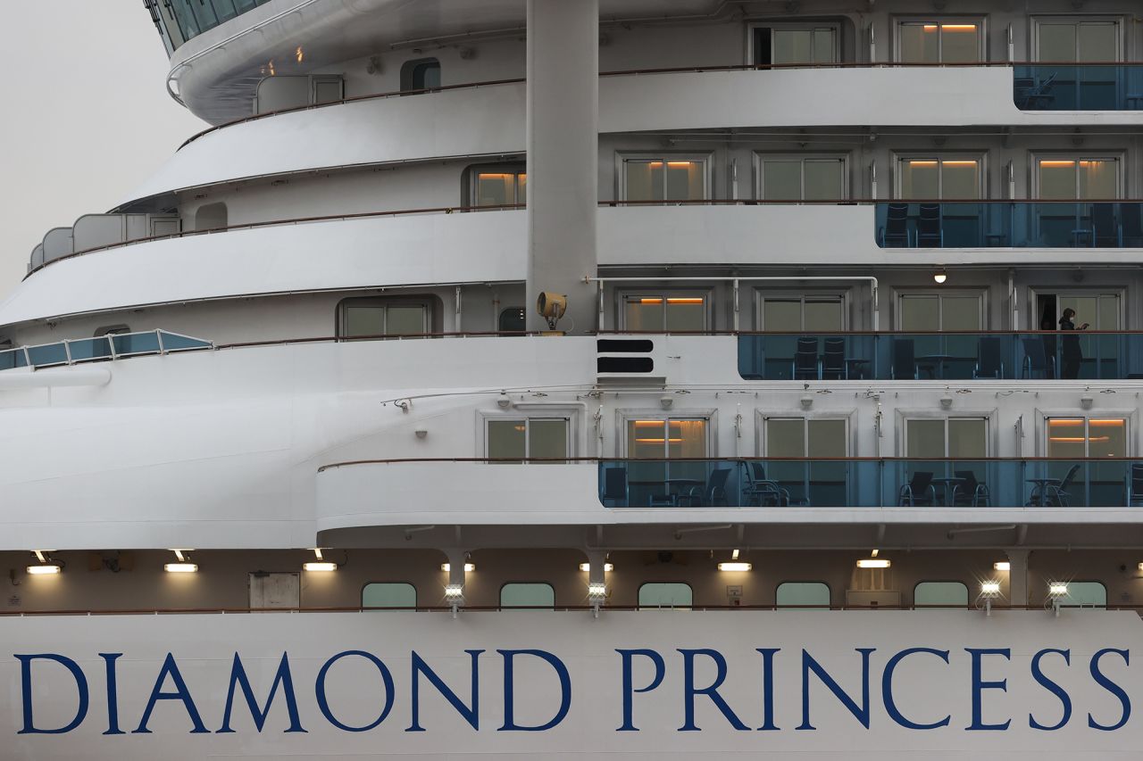 The Diamond Princess cruise ship at Daikoku Pier on February 20, in Yokohama, Japan.