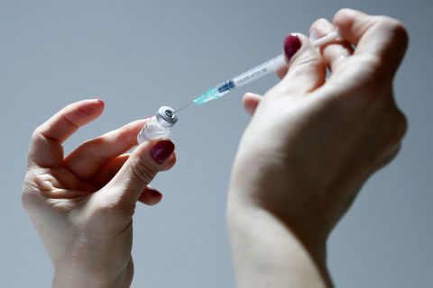 A medical worker prepares to administer a dose of the AstraZeneca Covid-19 vaccine in Belgrade, Serbia, on March 23. 
