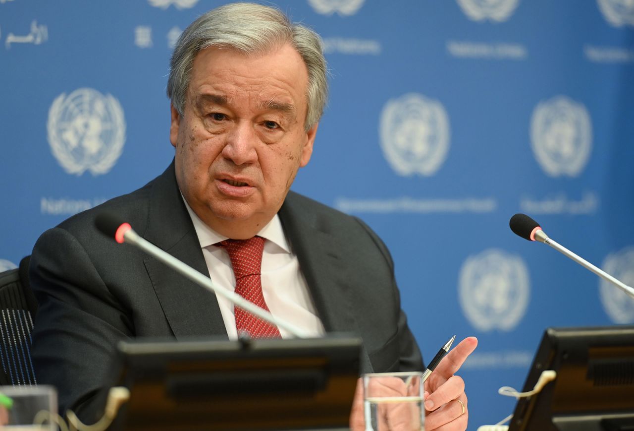 United Nations Secretary General Antonio Guterres speaks during a press briefing at United Nations Headquarters on February 4, in New York City.