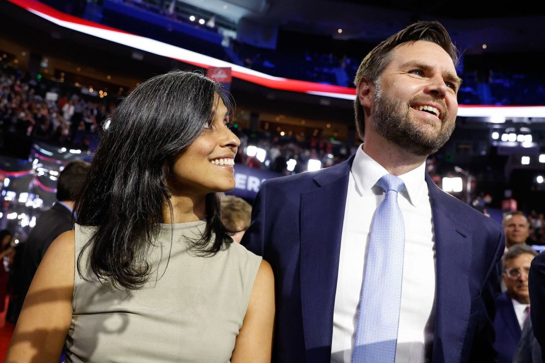 Senator J.D. Vance and his wife Usha at the Republican National Convention.