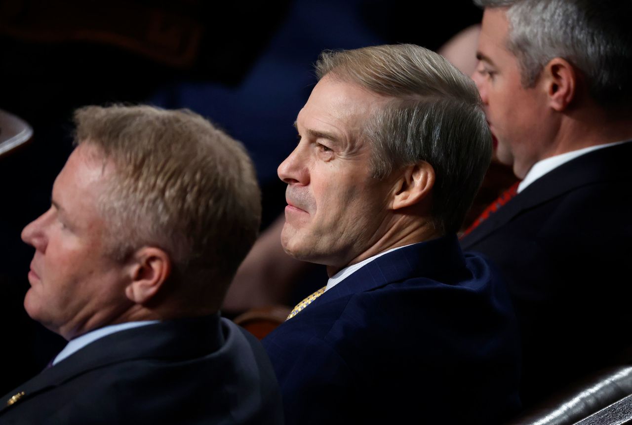 Rep. Jim Jordan listens to nomination speeches for Speaker of the House as the House of Representatives prepares to vote on a new Speaker at the U.S. Capitol Building on October 17, 2023 in Washington, DC. 