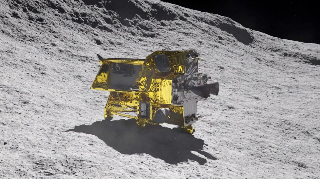 An artist's depiction shows what Japan's "Moon Sniper" mission will look like after landing on the lunar surface.