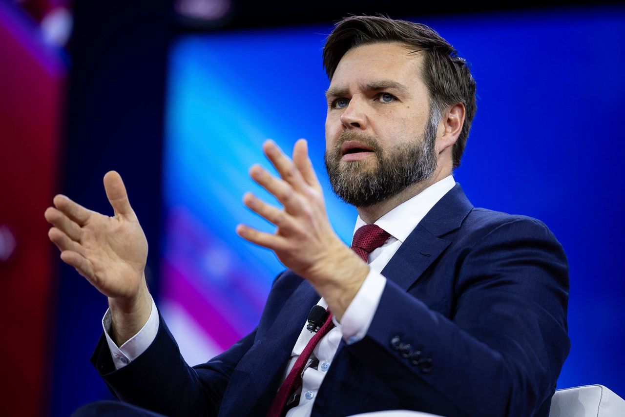 Sen. JD Vance  speaks during the Conservative Political Action Conference in National Harbor, Maryland, on February 23.