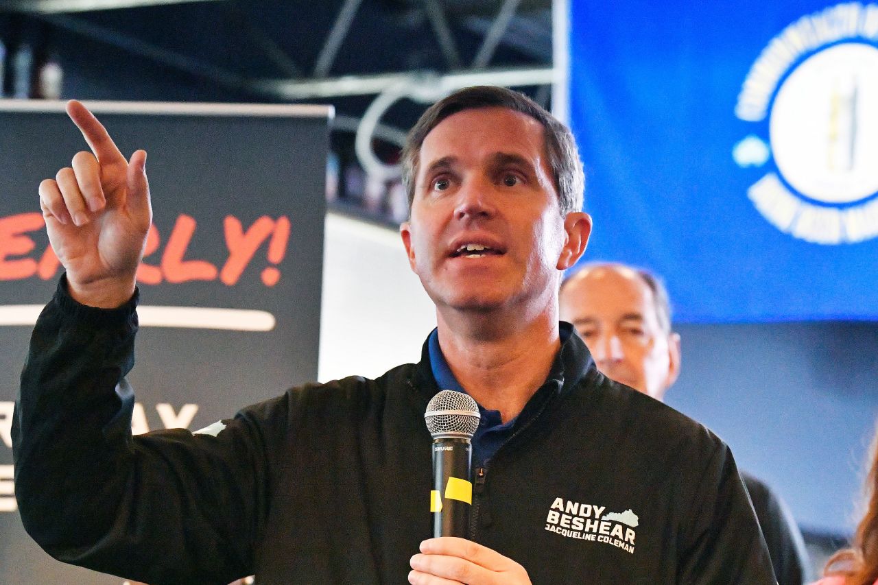 Kentucky Gov. Andy Beshear speaks to supporters in Richmond, Kentucky in October 2023.Timothy D. Easley)